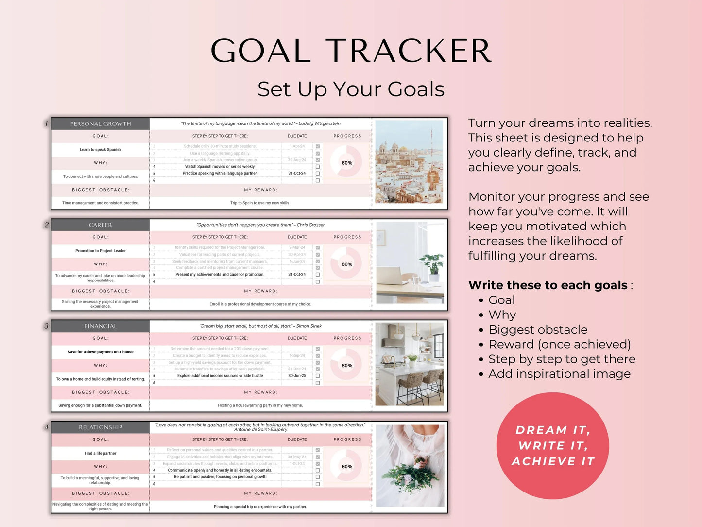 Pink Task Manager Spreadsheet: Habit Tracker, To-Do List (Google Sheets Digital Download
