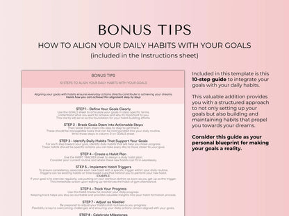 Google Sheets Habit, Mood & Goal Tracker Template with Digital Vision Board