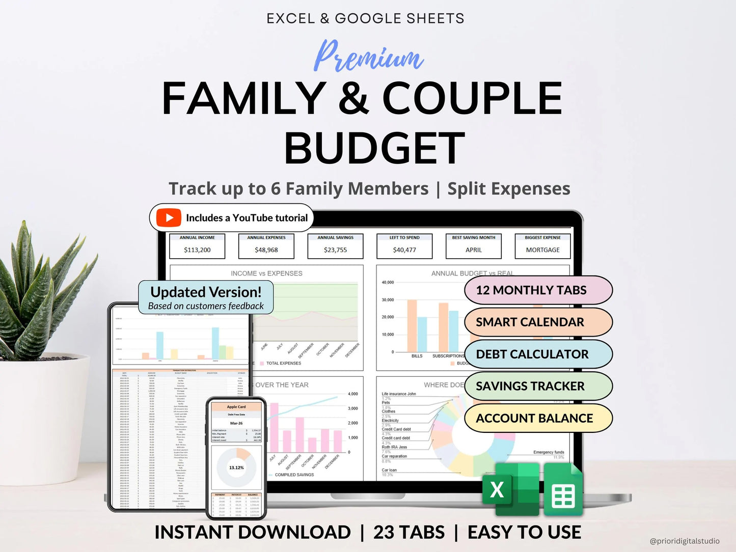 Family Annual Budget Excel Spreadsheet Google Sheets Monthly Biweekly Budget Tracker Couple Financial Planner