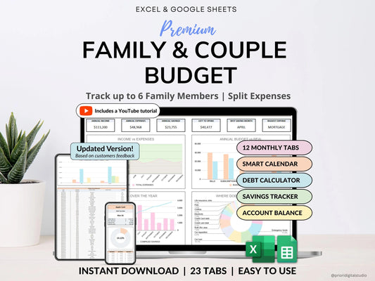 Family Annual Budget Excel Spreadsheet Google Sheets Monthly Biweekly Budget Tracker Couple Financial Planner