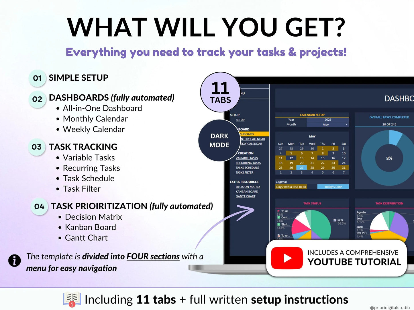 Task Tracker Excel Spreadsheet To Do List Google Sheets Task Priority Tracker Eisenhower Matrix Kanban Board Team