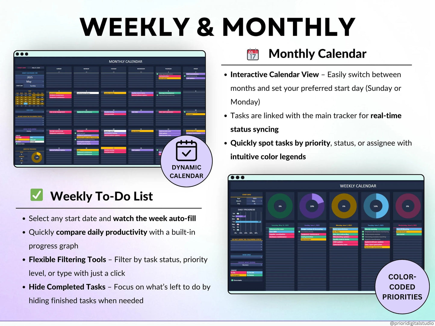 Task Tracker Excel Spreadsheet To Do List Google Sheets Task Priority Tracker Eisenhower Matrix Kanban Board Team