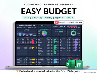 Paycheck Budget Planner for Google Sheets Budget Spreadsheet Excel Template Weekly Budget Biweekly