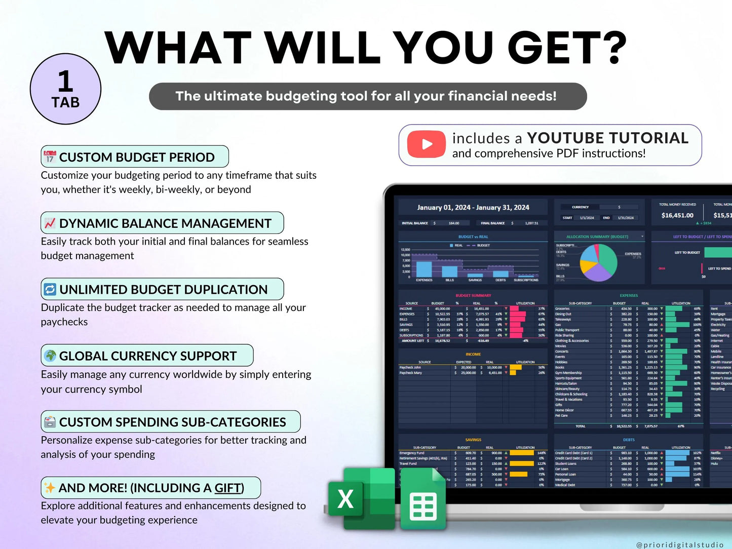 Paycheck Budget Planner for Google Sheets Budget Spreadsheet Excel Template Weekly Budget Biweekly